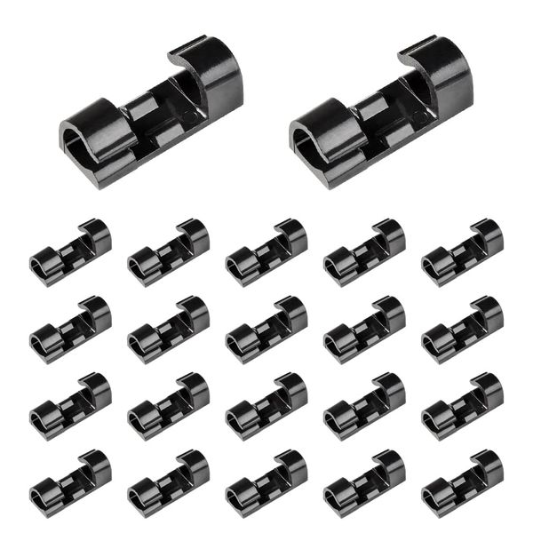 ALBOYI 40 Pack Cable Clips Car Dash-Cam PC Wire Management Home Office Adhesive Cable Organizer, No Drilling & No Screw(Black)