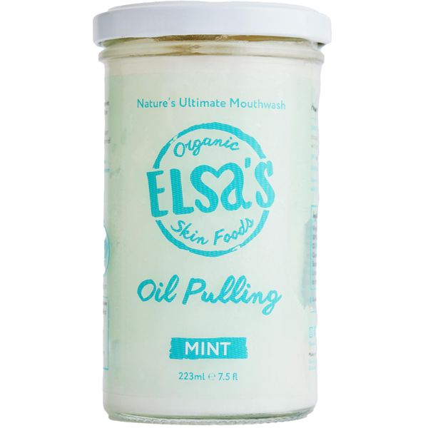 Elsa's Organic Skin Foods - Natural Coconut Oil Pulling Jar - Peppermint - Ayurvedic Blend - For Healthy Teeth & Gums - Helps with Fresh Breath & Teeth Whitening - Plastic Free