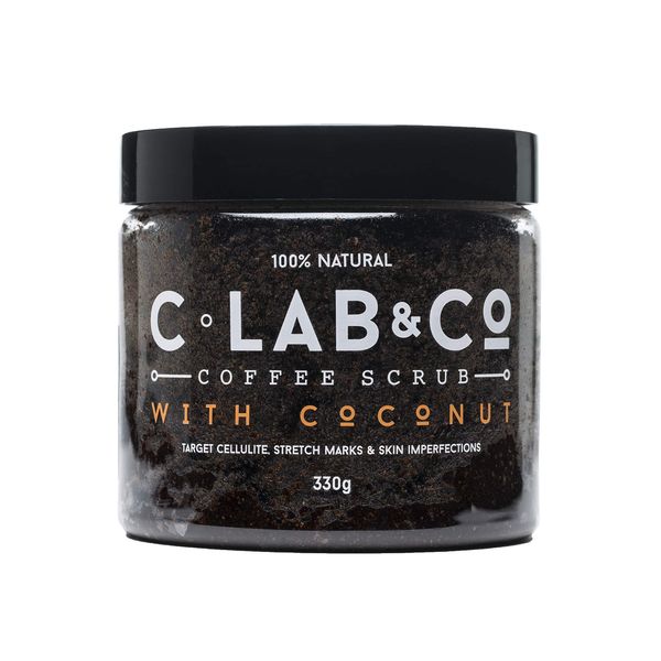 C Lab & Co - Nourishing Coffee with Coconut Body Scrub Tub, Made with Arabica Coffee Beans with Vitamin E and Sweet Almond Oil, Suitable for Face and Body 330g