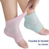 3 Pairs Moisturizing Socks,Gel Heel Socks, Toe Open Socks, Relieve Heel Pain Comfortable Soft Vented Moisturizing Socks for Male Female Day Night Care Skin Dry Cracked High Heel, (Grey,Pink,Green)