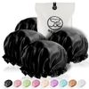 Shower Cap for Men Reusable Extra Large Shower Cap for Women (Black 4 Pack Large) Satin Double Layer EVA Waterproof Long Hair Cap