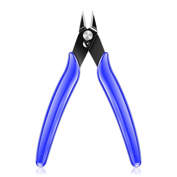 NICE-POWER Wire Cutters, 5 Inch Professional Pliers Cutter Electronic Flush Wire Cutter Carbon Steel Cutting Nippers for Electrical Jewelry making,Floral art scissors(Blue)