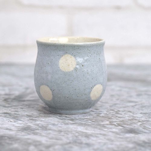 Tatara 030560 Tea Cup, Yunomi Dishes, Polka Dot, Mino Ware, Blue, Microwave/Dishwasher Safe, Savon, Made in Japan
