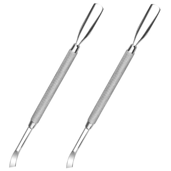 Set of 2 Nail Pushers Stainless Steel Metal Pusher Scraper Cuticle Pusher Nail Tool Cuticle Removal Durable Rust Anti Slip Waterproof Easy to Use Nail Off Gel Nail Supplies