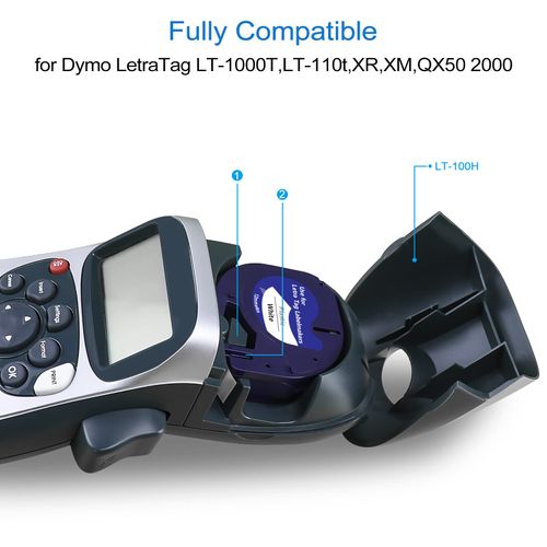 BOYEEZON compatible with DYMO Letratag Refills Labels Maker Tape White Plastic 91201 12mmx4m 4PK