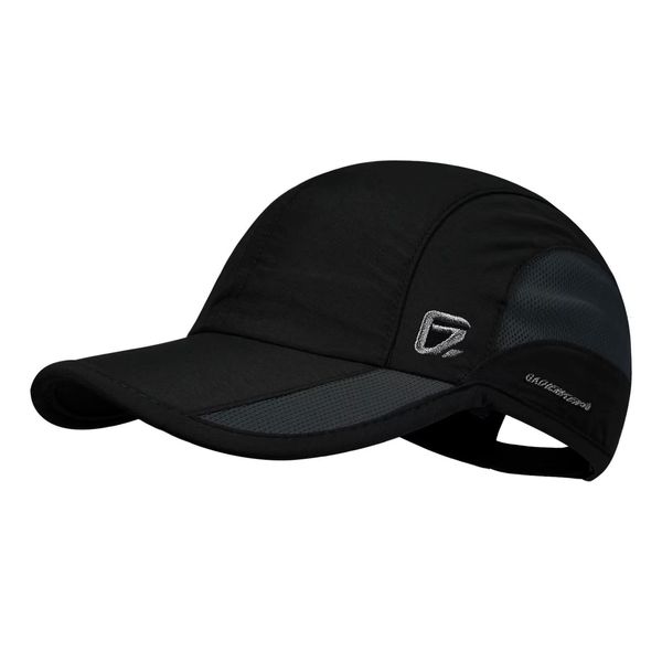 GADIEMKENSD Quick Dry Sports Hat Lightweight Breathable Soft Outdoor Running Cap Baseball Caps for Men, 55-60cm, Schwarz