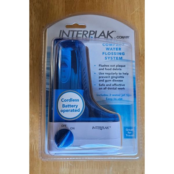 Interplak Compact Water Flossing System with Two Jet Tips-Batteries not included