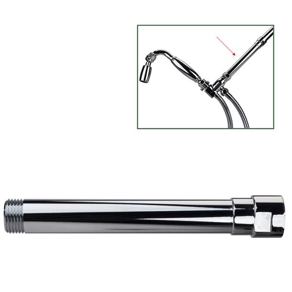 The E-Z REACH Solid Metal Shower Arm Extension, Shower Head Extender, Shower Extension Arm, Lowers Existing Shower Head/Handheld Shower Unit, Available Exclusively from High Sierra Showerheads- Chrome