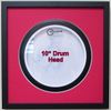 10" Drum Head Display Frame Set Black Frame with Matting Easy Mount (Bright Red Matting)