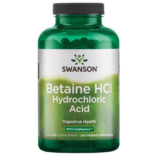 Swanson Betaine Hcl Hydrochloric Acid with Pepsin 250 Capsules