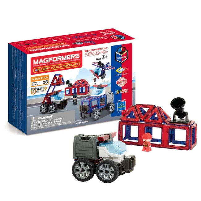 MAGFORMERS MF717001 Police & Rescue Set, 26 Pieces, Around 3 Years Old