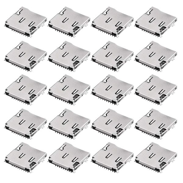 sourcing map Micro SD (TF) Card Socket Holder SMT Surface Mounted Devices Push Type 9 Pin 20pcs