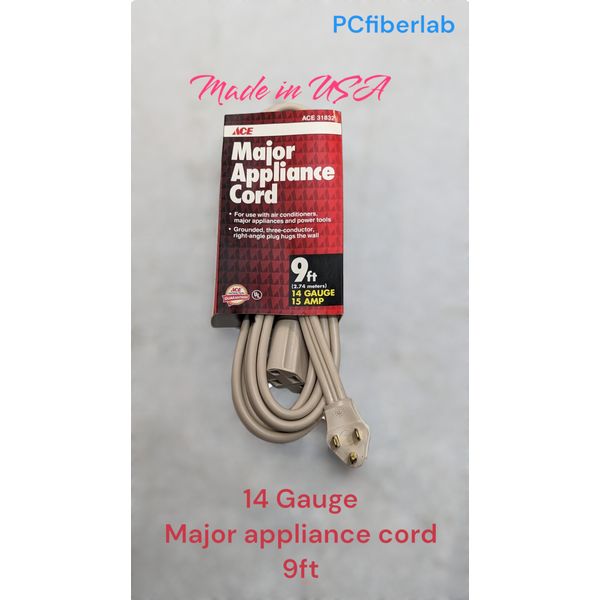 ACE 14 Gauge Major Appliance Cord Grounded  9ft