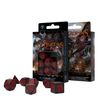 Q WORKSHOP Dragon RPG Ornamented Dice Set 7 Polyhedral Pieces, Black & Red