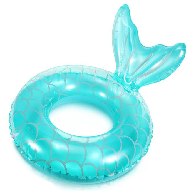 HappyHome Kids Float Ring, Mermaid, Kids' Float, Cute with Backrest, For Boys and Girls (Blue)