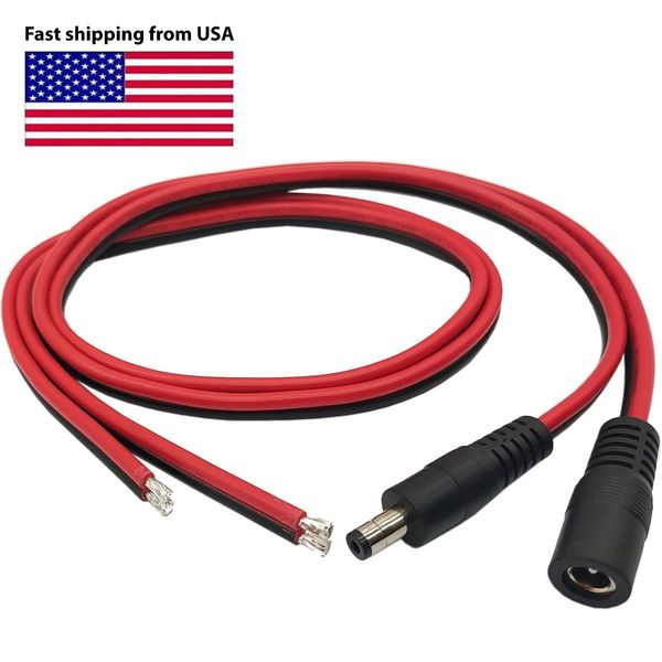 10 Pairs DC Power Pigtail Cable, 12V 5A DC Connectors for CCTV, Computer
