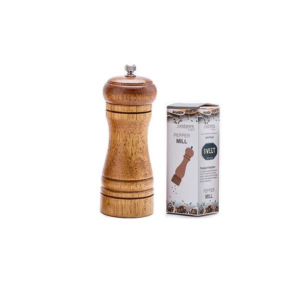 Pepper Mill, Salt Mill, Wooden Pepper Grinder, Manual, Spice, Grind, Rock Salt, Black, Pepper Coarseness, Spice Mill, Pepper Mill, Easy Operation, Convenient Storage, Kitchen Utensils (5.7 inches