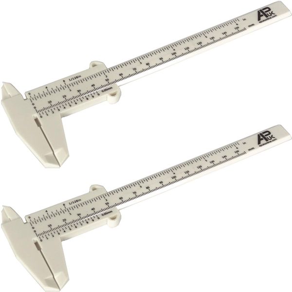 2x APUK Vernier Caliper Scale White Plastic Measuring Gauge Tool Ruler Precision