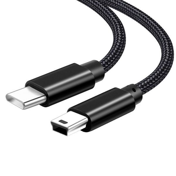 Akkerds Type-C to Mini USB Data Cable, Various Mini USB Devices, Laptop Transfer Camera Hard Disk Box Connection Data Cable, Supports MP3/4/5 Charging, 0.5M (Black)