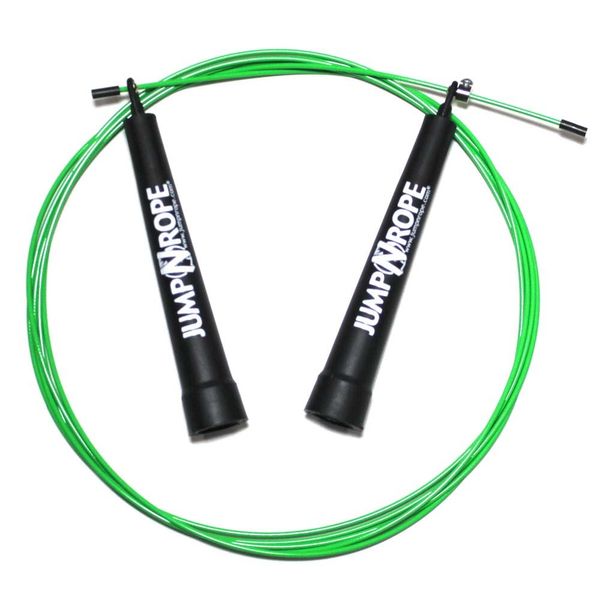 JumpNrope Speed Wire Jump Rope - #1 Best for Cross Training - Patented Technology - Fully Adjustable - Proudly Made in the USA (R1-Std-Green)