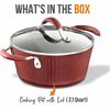 NutriChef Cooking Pot with Lid - Non-Stick High-Qualified, 2.1 Quart - Red
