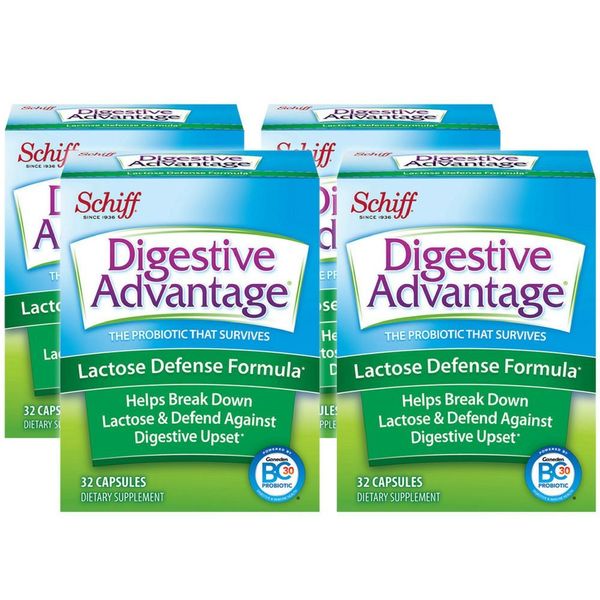 Digestive Advantage Lactose Defense Formula, 32 Capsules (Pack of 4)