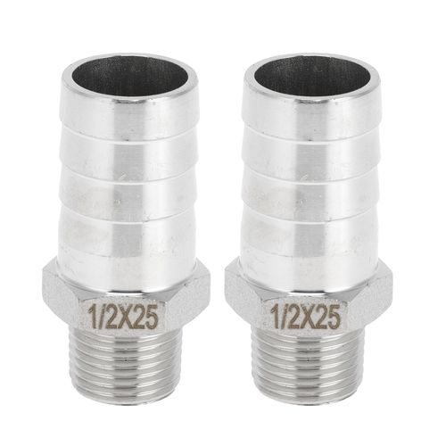 INFINAUTO Stainless Steel Barb Fittings, 63/64" Barb 1/2 BSPT Male Hose Barb Tubing Connector for Air Water Oil Gas Fuel, 2 Pcs