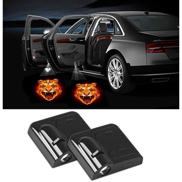 NewL 2x Wireless Projector Car Door Step Courtesy Welcome Lights Puddle Ghost Shadow LED Lights - (Tiger)