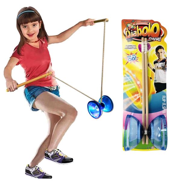 Coolbitz Electronic Flashing Diabolo Juggling Circus Skills Wooden Sticks With Flashing Light Including Battery Ideal for Boys & Girls Christmas Newyear Festive season