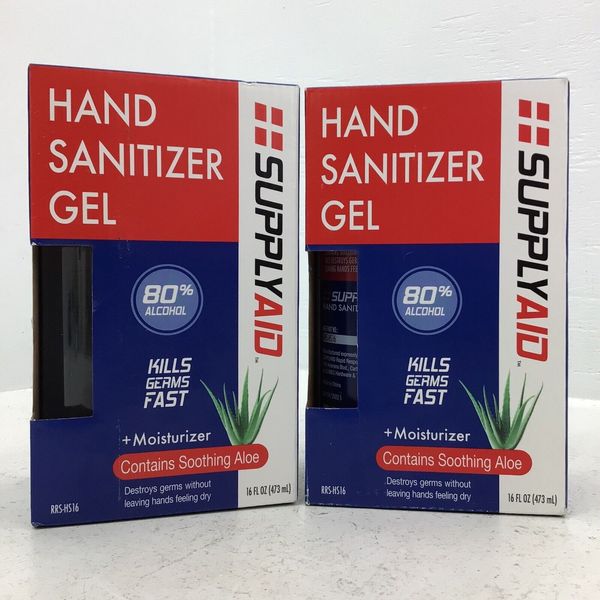 2 Pack SupplyAid Hand Sanitizer Gel with Aloe 16-Oz