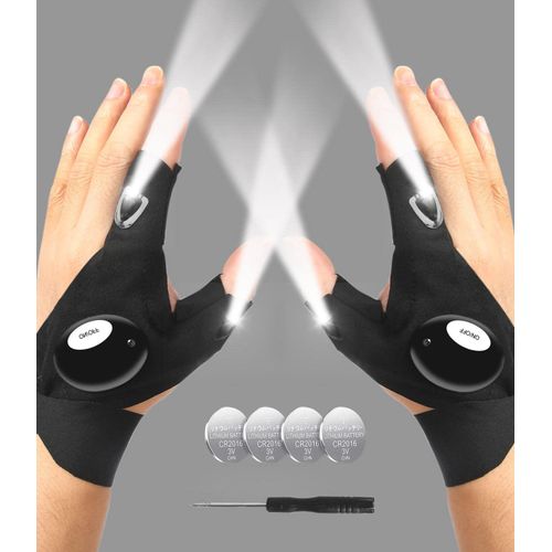 MOIPEJO LED Flashlight Gloves, Gifts for Men Him Boyfriend Husband, Cool Gadget Finger Lights Waterproof for Camping Fishing Repairing, Fathers Day Christmas Birthday Gift