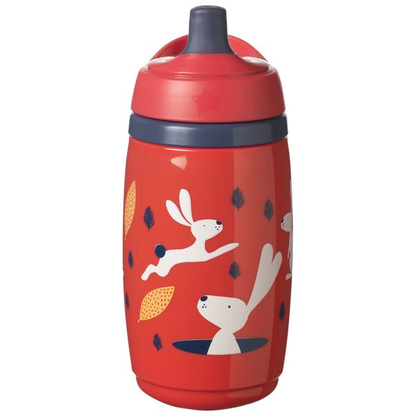 Tommee Tippee Superstar Insulated Sportee Water Bottle for Toddlers with INTELLIVALVE 100% Leak and Shake-Proof Technology and BACSHIELD Antibacterial Technology, 12m+, 266ml, Pack of 1, Red