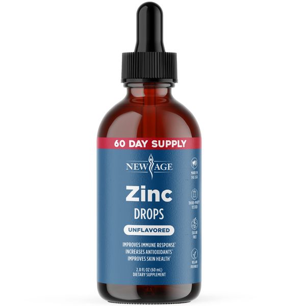 Ionic Zinc Liquid Drops - High Potency Immune Booster Zinc Supplement, Immune Defense, Powerful Natural Antioxidant, Non-GMO - by New Age (Liquid 2 OZ), Pack of 1