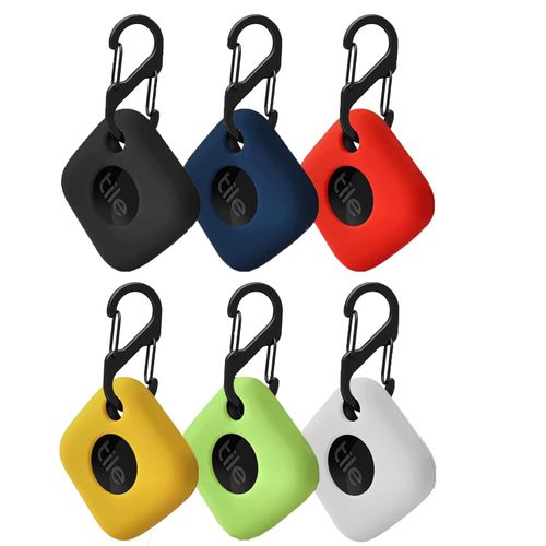 HXFRTYU 6 Packs Case Compatible with Tile Mate 2024/ Tile Mate 2022, Soft Silicone Shockproof Protective Cover with Carabiner Accessories, Black+Blue+Red+Yellow+Green+White