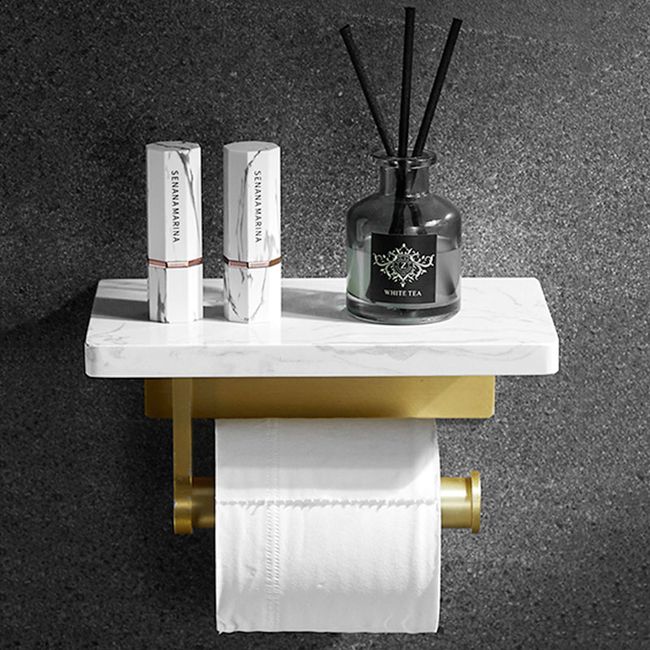 Kitchen Brass Marble Paper Towel Holder / Gold Tissue Holder Stand