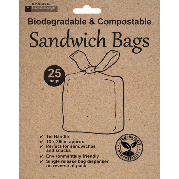 Toastabags Sandwich Bags Biodegradable & COMPOSTABLE, 25 Bags