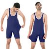 2BOLD Wrestling Singlets For Men (Blue, Medium, Simple)