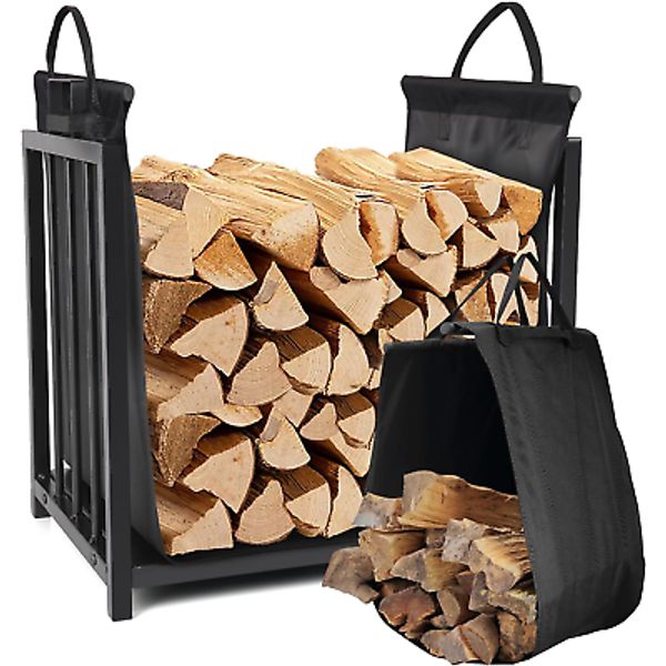 Firewood Rack Fireplace Log Holder W/Canvas Carrier Outdoor Indoor Firewood Rack