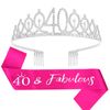 Semato Hot Pink 40th Birthday Sash & Rhinestone Crown Kit