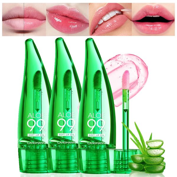 3 Stück Aloe Vera Lippenstift, Magischer Temperatur Farbwechsel Lippenbalsam, Lang anhaltendes Feuchtigkeitsspendendes Lippenpflege Crystal Jelly Lippenstift für Frauen