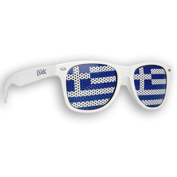 Promo Trade 1 x Fanbrille Griechenland - Greece - Ελλάς – Sonnenbrille – Brille Ελλάς – Weiß - Fan Artikel