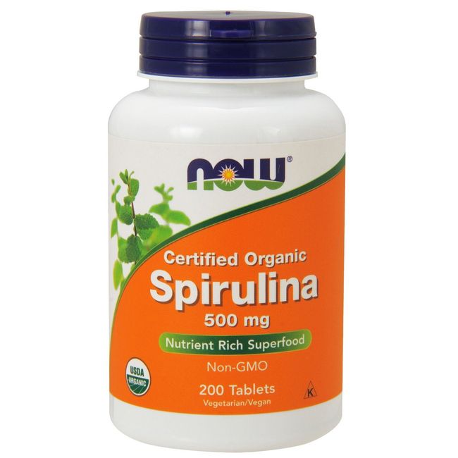 NOW Foods Spirulina, 500 mg, Organic, 200 Tablets