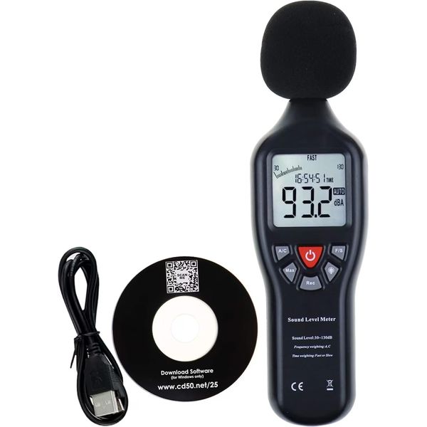 Decibel Meter Data Logger Professional Sound Level Meter High Accuracy Noise Meter with 30dB to130dB Measuring Range& Data Record Function for Classroom, Workshop, Home, etc.