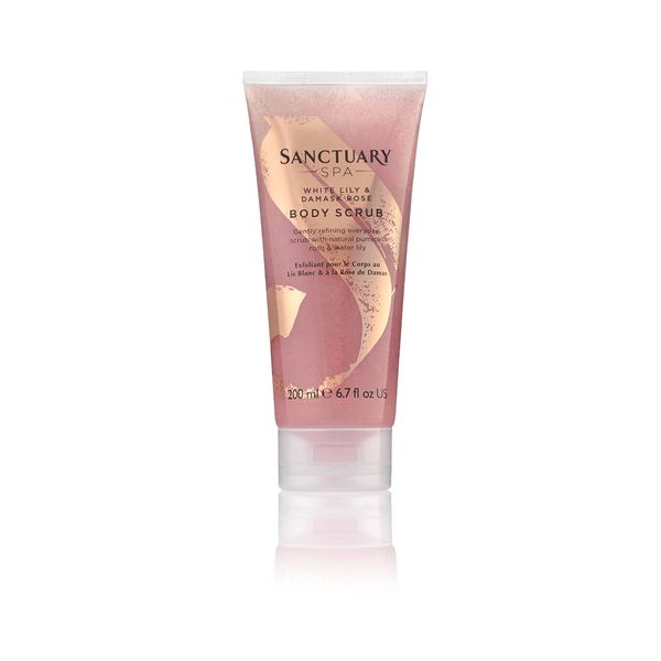 Sanctuary Spa White Lily and Damask Rose Body Scrub with Natural Pumise and Essential Oils, Vegan and Cruelty Free, 200ml