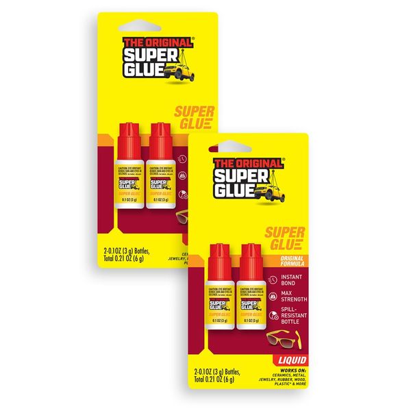 Super Glue Liquid - Clear - Two 3 Gram Bottles - (Pack of 2)