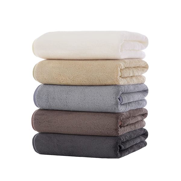 Microfiber Bath Towel, Large, Approx. 23.6 x 47.2 inches (60 x 120 cm), Set of 5, Fluffy, Instant Absorption, Quick Drying, Antibacterial, Odor Resistant, Durable, Hotel Specifications, Towel (23.6 x