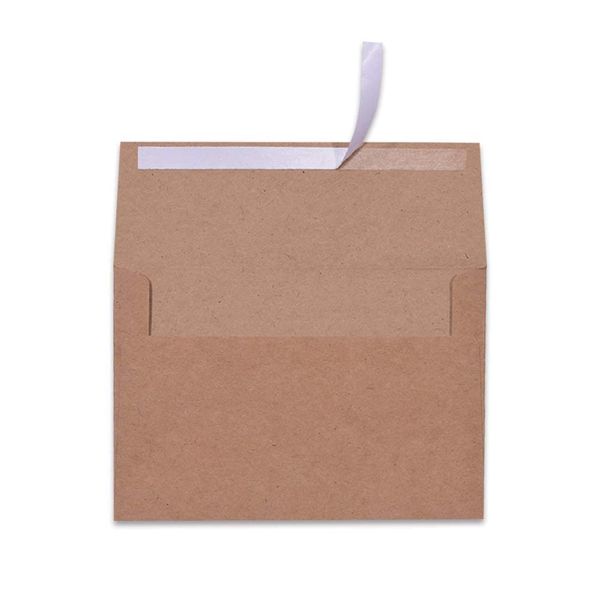 AZAZA 100 Pack A7 Brown Kraft Paper Invitation 5 x 7 Envelopes - Quick Self Seal For 5x7 Cards| Perfect for Weddings, Invitations, Baby Shower| Stationery For General, Office | 5.25 x 7.25 Inches