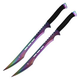 PURPLE NINJA WARRIOR SWORD 27 OVERALL 2 PCS THROWING KNIFE SET - Edge  Import