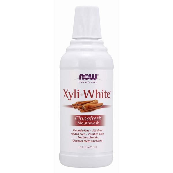 NOW Solutions, Xyliwhite™ Mouthwash, Cinnafresh Flavor, Naturally Freshens Breath, Cleanses Teeth and Gums, 16-Ounce