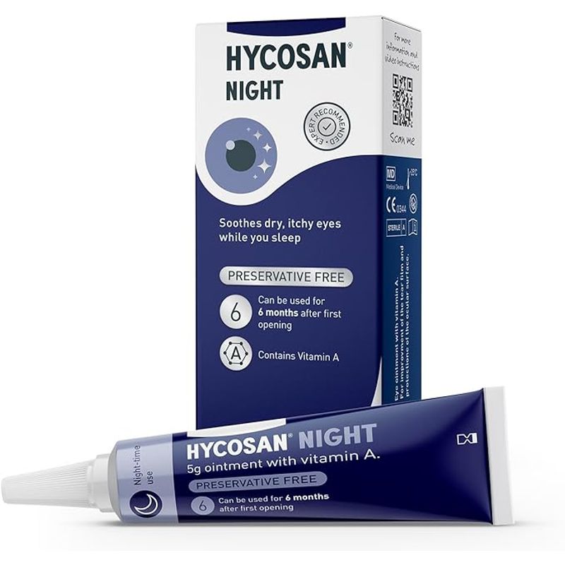 Hycosan Night - Preservative and Phosphate Free Eye Ointment to Sooth Dry, Itchy Eyes While You S...